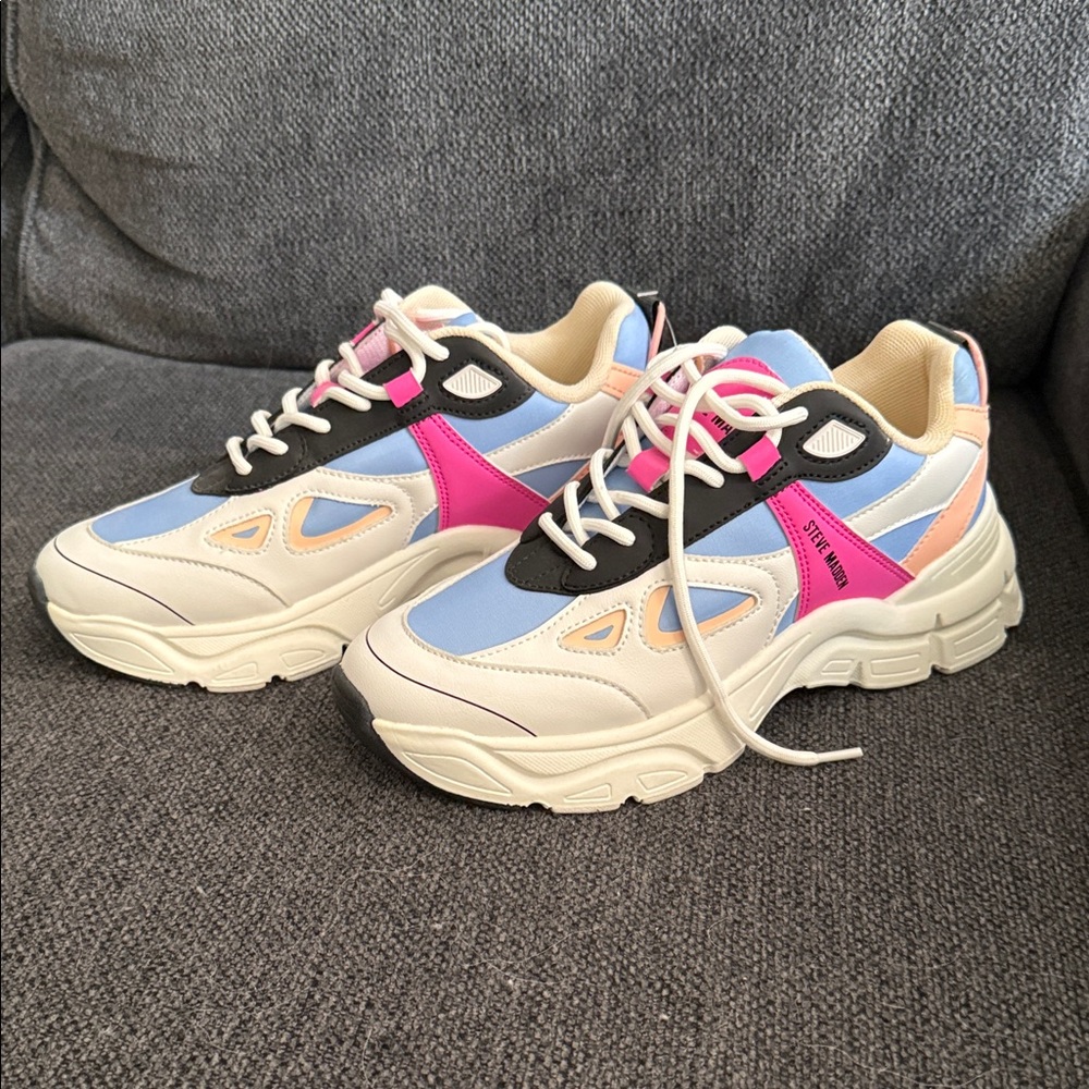 Steve Madden Women's Sneakers - Pink, Blue, and Cream